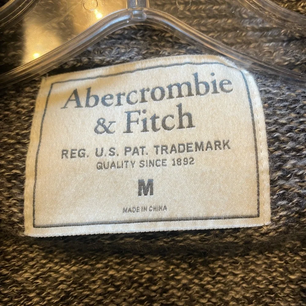 VTG Abercrombie & Fitch Charcoal Gray Shawl-Collar Y2K Grandpa Cardigan
